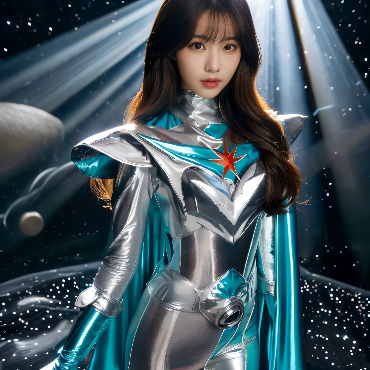 best image quality、Super high resolution、(realism:1.4)、Korean beauty star、The most beautiful KPOP star、horny face、Horny Korean makeup、erotic expression、A body that makes you want to touch it、erotic photos、((Realistic shiny satin fabric texture、High-gloss stretch satin fabric that is smooth and smooth to the touch.、The drape of the curved part of the shiny satin fabric、strong shiny costume、The smooth and beautiful quality and luster of the costumes、A shiny costume made of high-quality satin fabric with high density.、Smooth to the touch oil light liang ice 縝绸 ultra-class battleship skin coat COS、Super Sentai Women's Heroine Suit、Texture of costumes that satin fetishists respond to、Thin, glossy stretch satin fabric)),8K photo quality