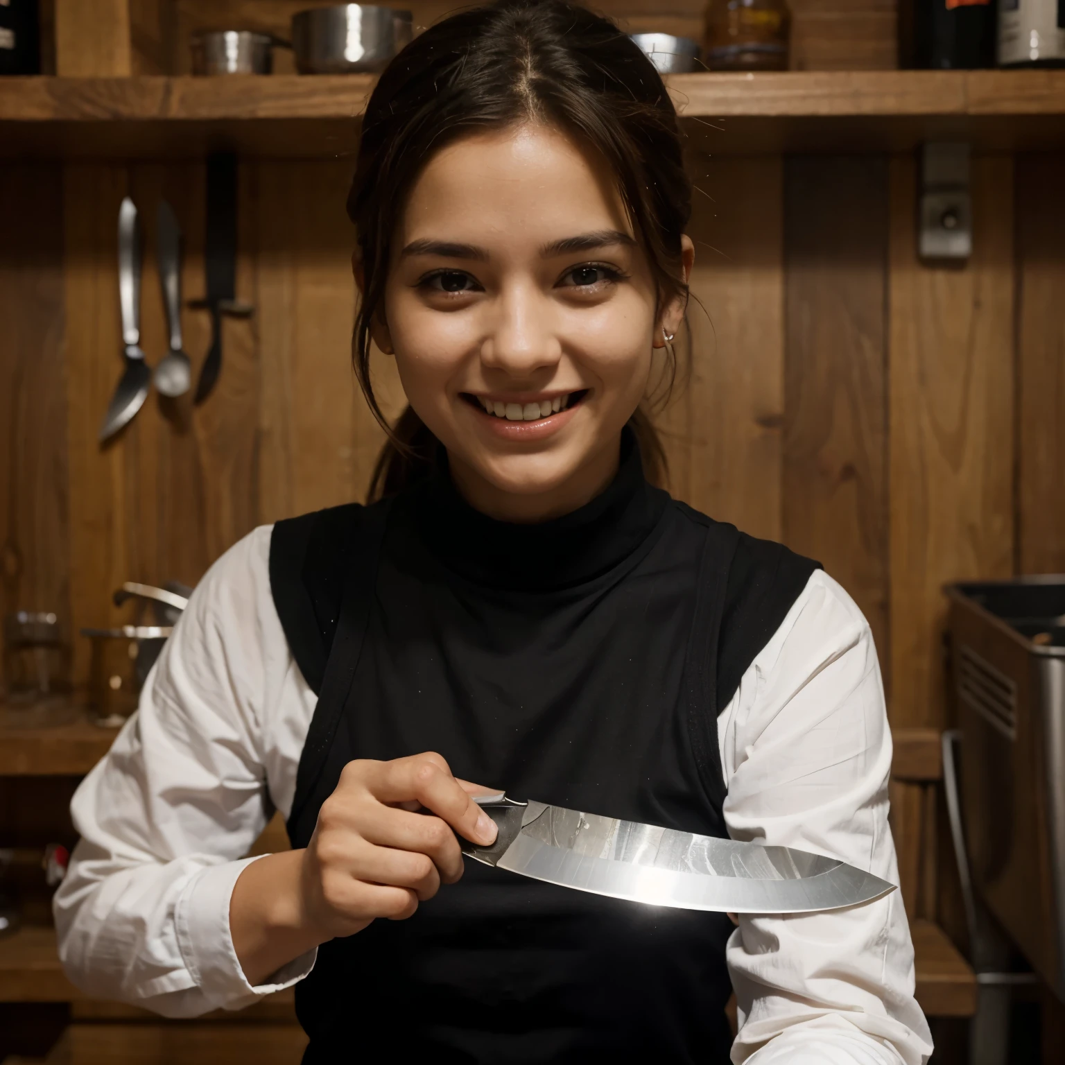 As una persona matando a otra con cuchillo feliz