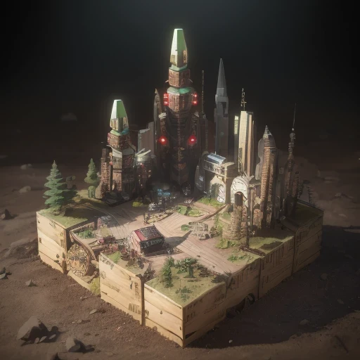 6598年Mars realistic model, (split ends, original photo, best quality, masterpiece:1.4),Steampunk Cyberpunk 6820 City,(CyberpunkMars light:1.3), Mars (related to land),(in a small nature box:1.3),Isometric, small nature, landscape on foundation,landscape,