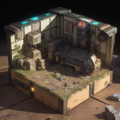 6598年Mars realistic model, (split ends, original photo, best quality, masterpiece:1.4),Steampunk Cyberpunk 6820 City,(CyberpunkMars light:1.3), Mars (related to land),(in a small nature box:1.3),Isometric, small nature, landscape on foundation,landscape,