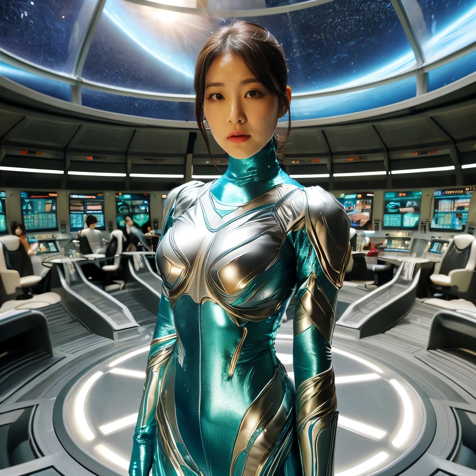 best image quality、Super high resolution、(realism:1.4)、Korean beauty star、The most beautiful KPOP star、horny face、Horny Korean makeup、erotic expression、A body that makes you want to touch it、erotic photos、((Realistic shiny satin fabric texture、High-gloss stretch satin fabric that is smooth and smooth to the touch.、The drape of the curved part of the shiny satin fabric、strong shiny costume、The smooth and beautiful quality and luster of the costumes、A shiny costume made of high-quality satin fabric with high density.、Smooth to the touch oil light liang ice 縝绸 ultra-class battleship skin coat COS、Super Sentai Women&#39;s Heroine Suit、Texture of costumes that satin fetishists respond to、Thin, glossy stretch satin fabric)),8K photo quality