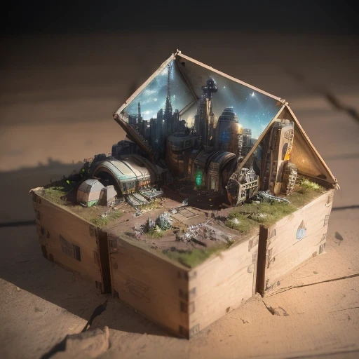 3598年Mars realistic model, (split ends, original photo, best quality, masterpiece:1.4),Steampunk Cyberpunk 6820 City,(CyberpunkMars light:1.3), Mars (related to land),(in a small nature box:1.3),Isometric, small nature, landscape on foundation,landscape,