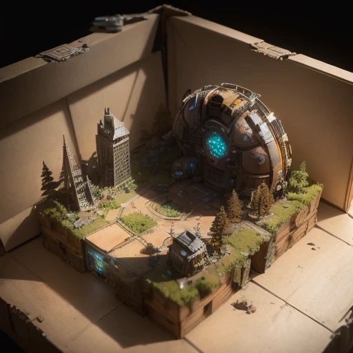3598年Mars realistic model, (split ends, original photo, best quality, masterpiece:1.4),Steampunk Cyberpunk 6820 City,(CyberpunkMars light:1.3), Mars (related to land),(in a small nature box:1.3),Isometric, small nature, landscape on foundation,landscape,