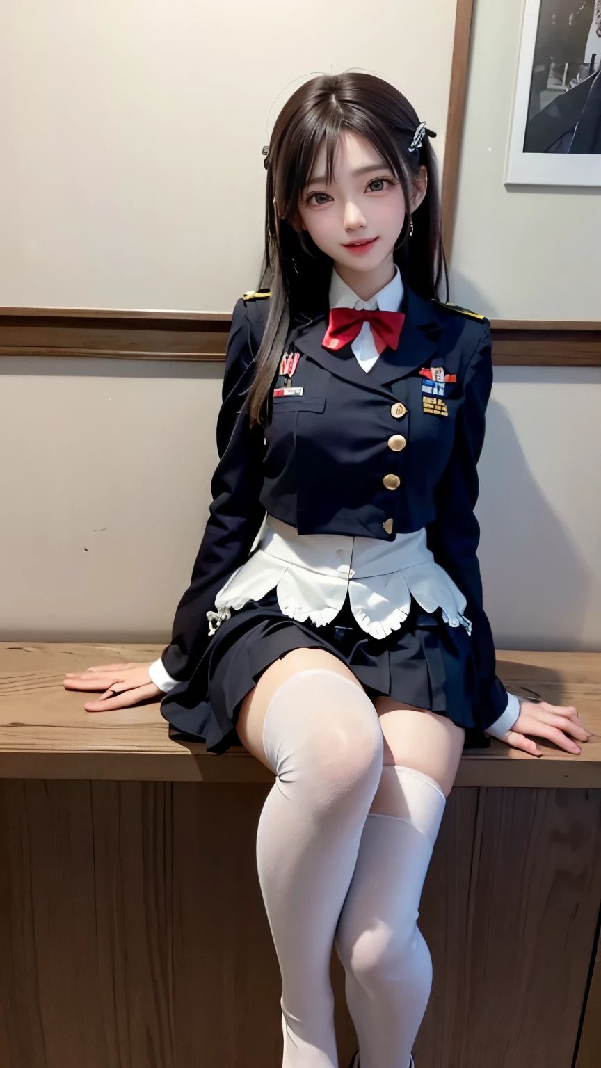 One girl, alone, Black Hair, ((Twin Curl)), Large Breasts, 
Casicos, beret, White gloves, Micro Mini Skirt, Knee-high, ((Squat)), Show the audience your crotch, ((Legs wide open)), Knee, Black socks, Brown Loafers, Shibabu Park, 
Camera position is low, (((Skirt Lift))), (((White panties)), ((Kamertou)), 