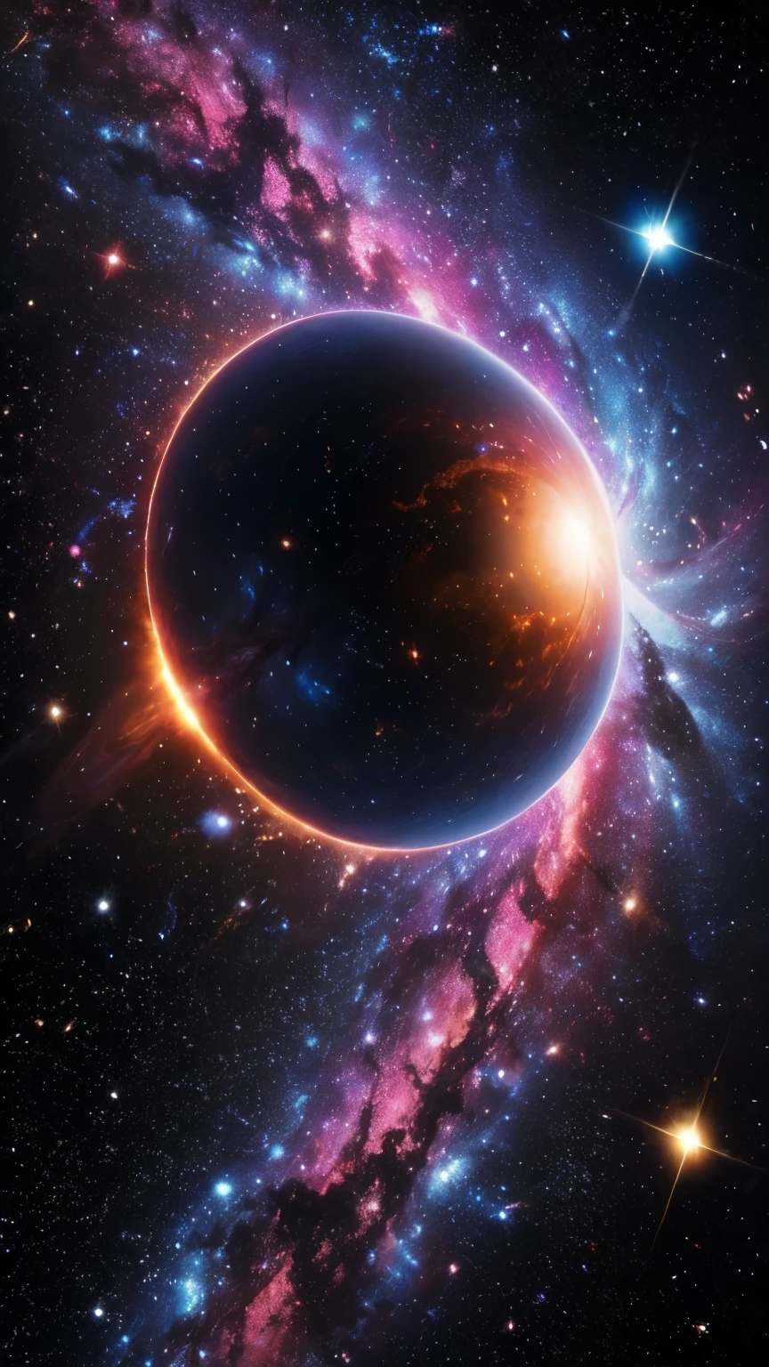 space, a bright galaxy, an epic explosion of a star