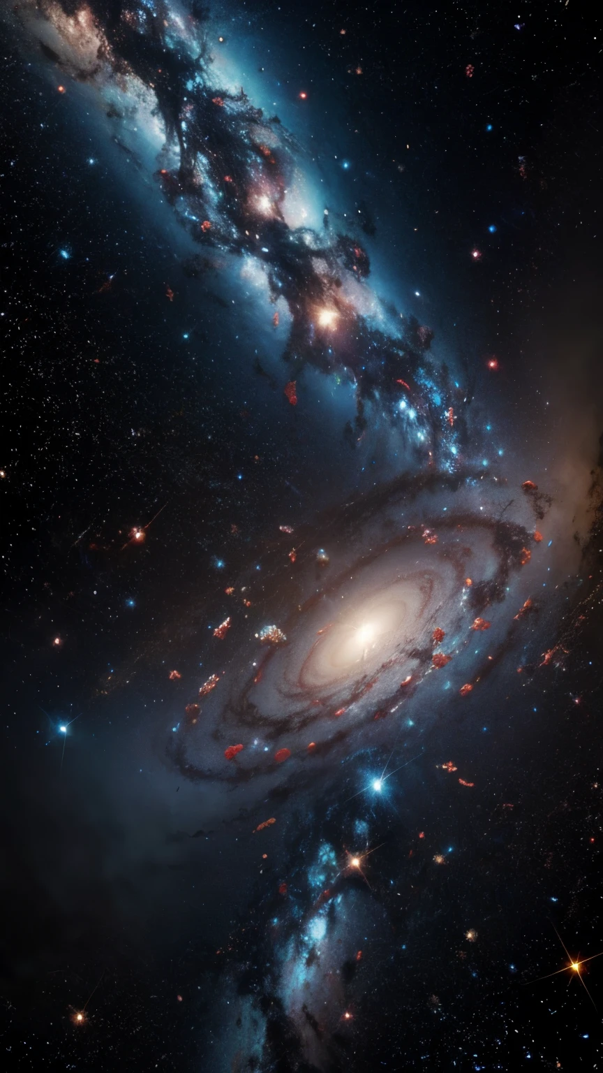 space, a bright galaxy, an epic explosion of a star
