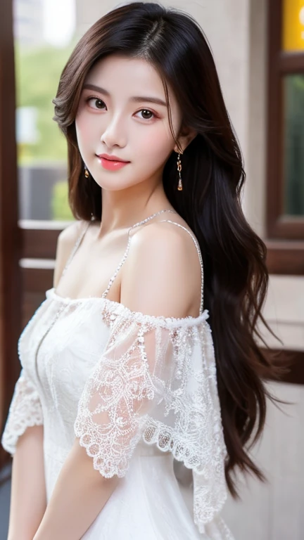 a close up of a woman with long hair wearing a dress, gorgeous chinese model, gorgeous young korean woman, beautiful south korean woman, cai xukun, beautiful young korean woman, full body xianxia, ruan jia beautiful!, yanjun chengt, beautiful girl model, by Yang J, inspired by Huang Ji, realistic. cheng yi, xianxia