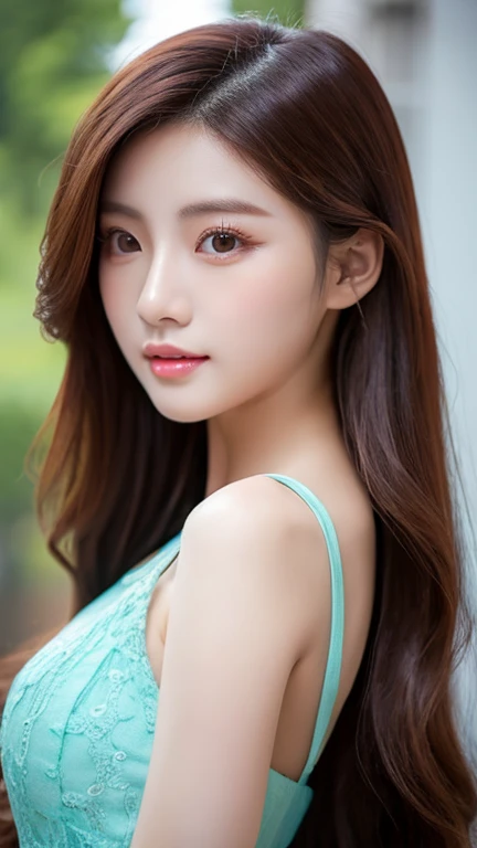 a close up of a woman with long hair wearing a dress, gorgeous chinese model, gorgeous young korean woman, beautiful south korean woman, cai xukun, beautiful young korean woman, full body xianxia, ruan jia beautiful!, yanjun chengt, beautiful girl model, by Yang J, inspired by Huang Ji, realistic. cheng yi, xianxia