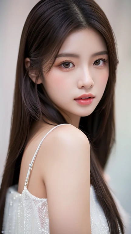 a close up of a woman with long hair wearing a dress, gorgeous chinese model, gorgeous young korean woman, beautiful south korean woman, cai xukun, beautiful young korean woman, full body xianxia, ruan jia beautiful!, yanjun chengt, beautiful girl model, by Yang J, inspired by Huang Ji, realistic. cheng yi, xianxia