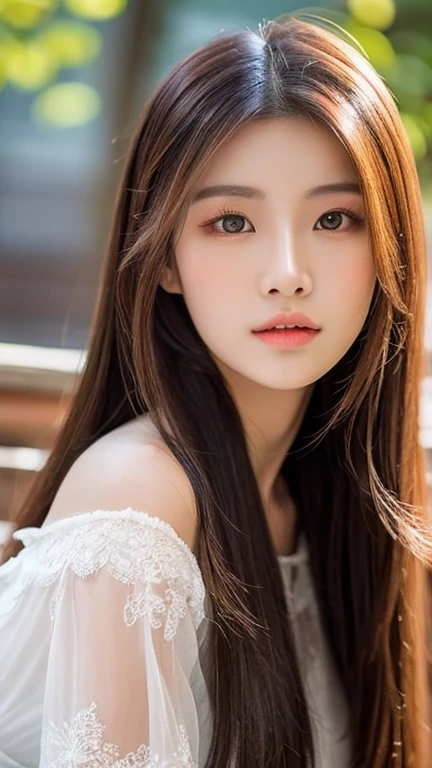 a close up of a woman with long hair wearing a dress, gorgeous chinese model, gorgeous young korean woman, beautiful south korean woman, cai xukun, beautiful young korean woman, full body xianxia, ruan jia beautiful!, yanjun chengt, beautiful girl model, by Yang J, inspired by Huang Ji, realistic. cheng yi, xianxia