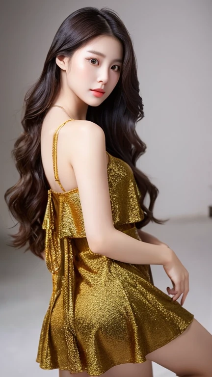 a close up of a woman with long hair wearing a dress, gorgeous chinese model, gorgeous young korean woman, beautiful south korean woman, cai xukun, beautiful young korean woman, full body xianxia, ruan jia beautiful!, yanjun chengt, beautiful girl model, by Yang J, inspired by Huang Ji, realistic. cheng yi, xianxia