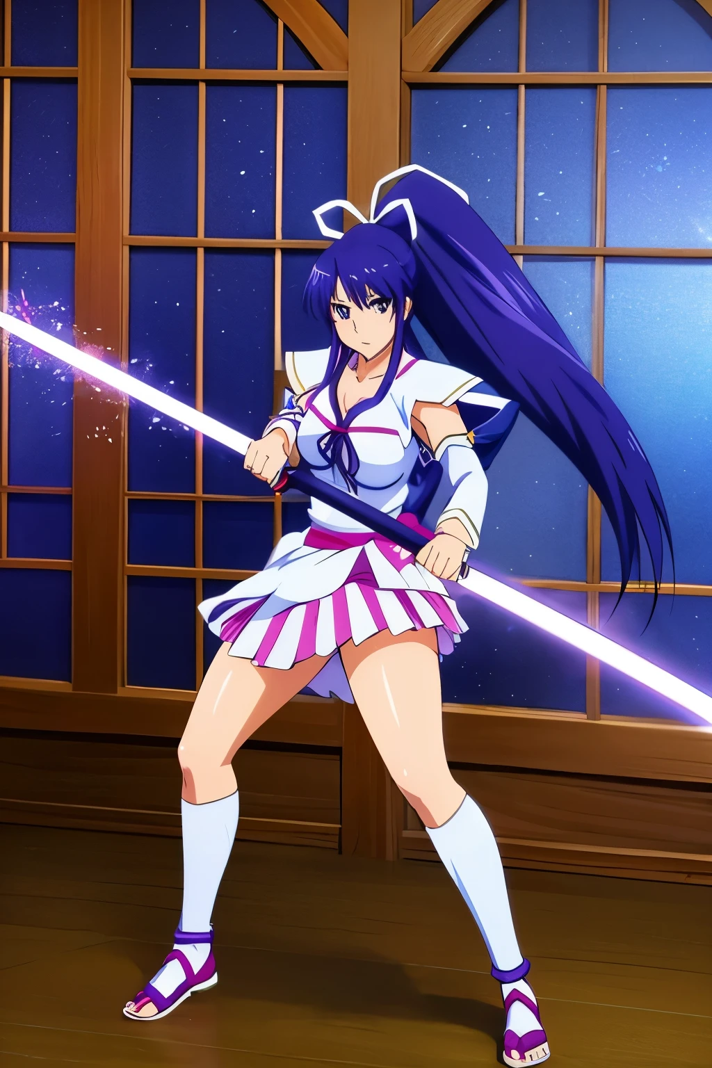 Kanzaki Kaori with sword and dress in full costume, knights of zodiac girl, portrait knights of zodiac girl, ikki tousen, inspired by Tsubasa Nakai, anime woman fullbody art, katana zero video game character, female anime character, female action anime girl,