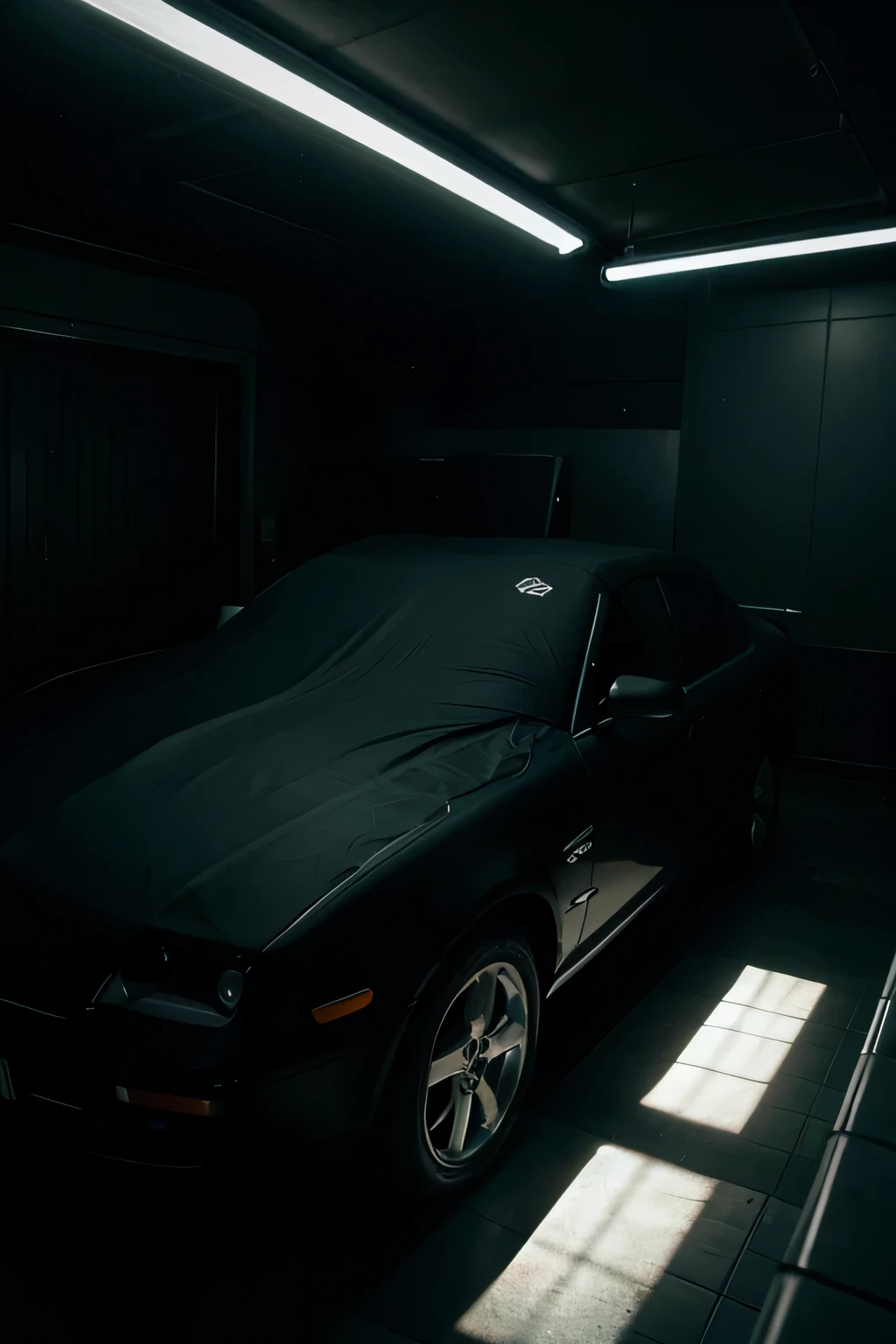 car cover in dark room