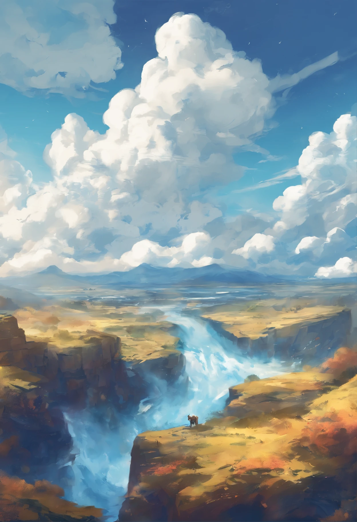 haz un fondo azul dibujado con nubes blancas sin saturar de objetos el fondo 