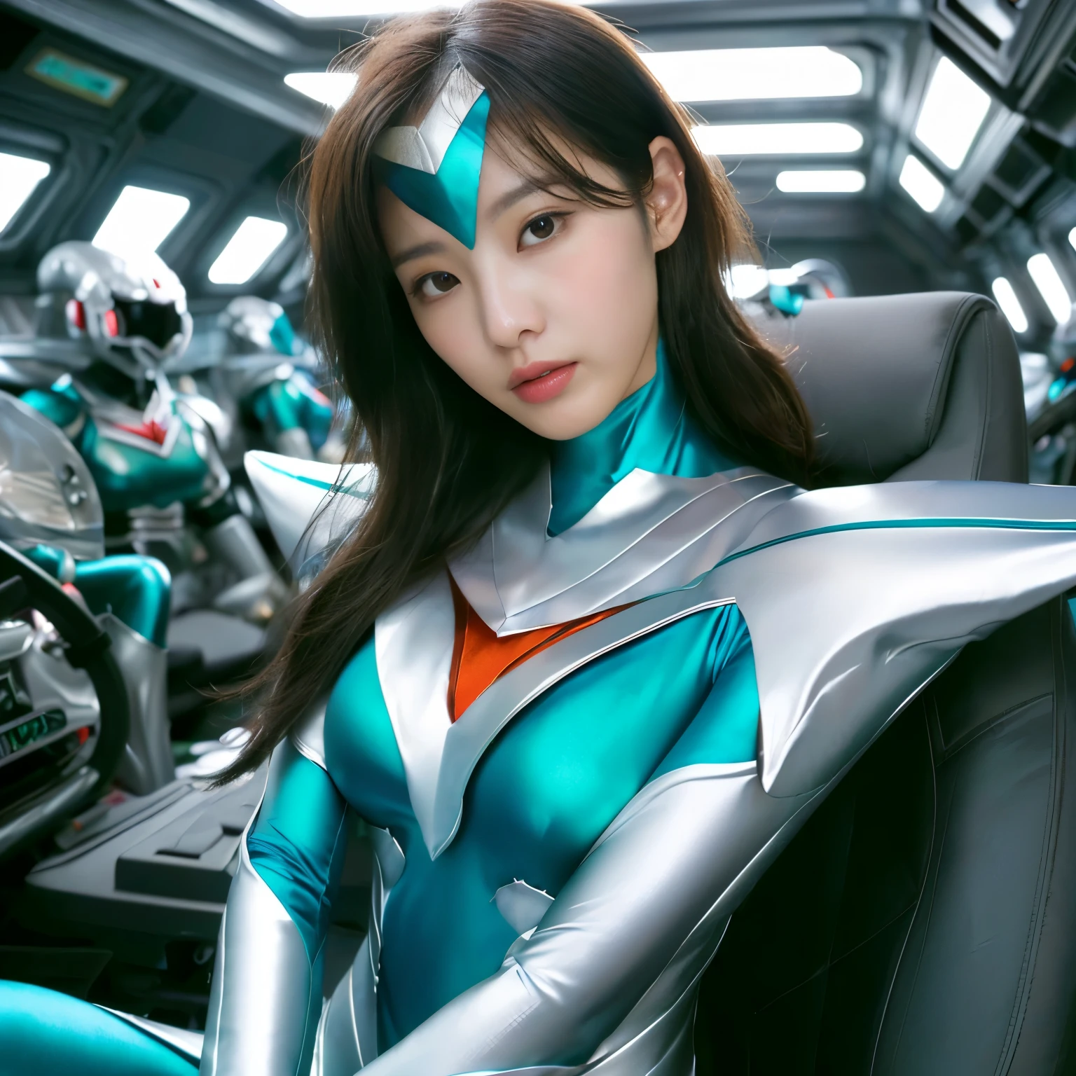 best image quality、Super high resolution、(realism:1.4)、Korean beauty star、The most beautiful KPOP star、horny face、Horny Korean makeup、erotic expression、A body that makes you want to touch it、erotic photos、((Realistic shiny satin fabric texture、High-gloss stretch satin fabric that is smooth and smooth to the touch.、The drape of the curved part of the shiny satin fabric、strong shiny costume、The smooth and beautiful quality and luster of the costumes、A shiny costume made of high-quality satin fabric with high density.、Smooth to the touch oil light liang ice 縝绸 ultra-class battleship skin coat COS、Super Sentai Women's Heroine Suit、Texture of costumes that satin fetishists respond to、Thin, glossy stretch satin fabric)),8K photo quality