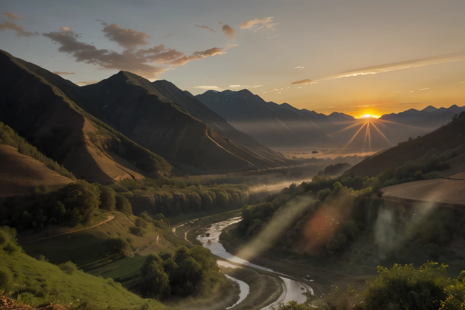 Sunrise in a valley