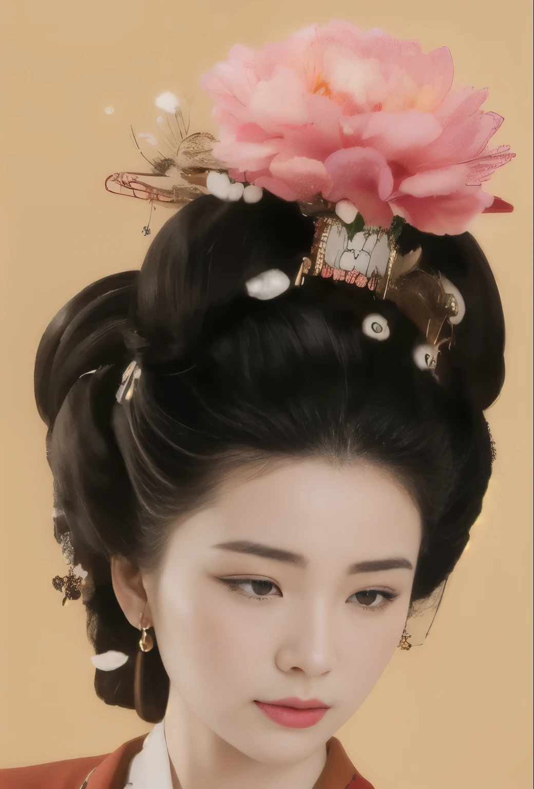 arafed woman with a flower in her hair and a pink flower in her hair, ancient chinese princess, beautiful render of tang dynasty, ancient chinese beauties, geisha hairstyle, inspired by Qiu Ying, palace , a girl in hanfu, ancient asian dynasty princess, inspired by Yun Shouping, inspired by Yun Du-seo