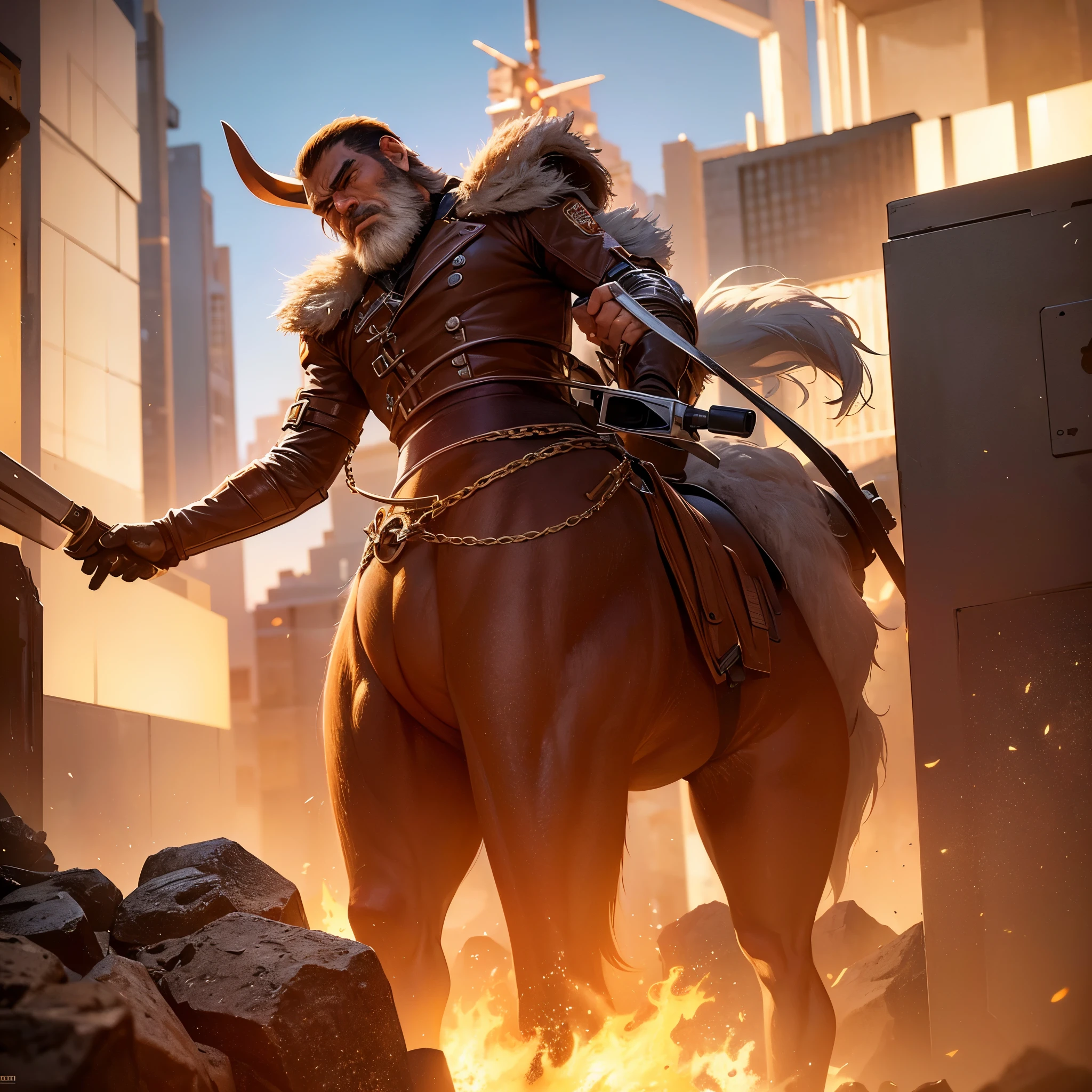A (rugged man resembling Clint Eastwood, wild west gunslinger dressed in white), (busty malaysian gunslinger, age 20 immensely busty, hijab no hair showing), old west town sunset, (best quality,4k,8k,highres,masterpiece:1.2), ultra-detailed, (realistic,photorealistic,photo-realistic:1.37), HDR, UHD, studio lighting, ultra-fine painting, sharp focus, physically-based rendering, extreme detail description, professional, vivid colors, bokeh, portraits, landscape, horror, anime, sci-fi, photography, concept artists, warm color palette, golden-hour lighting