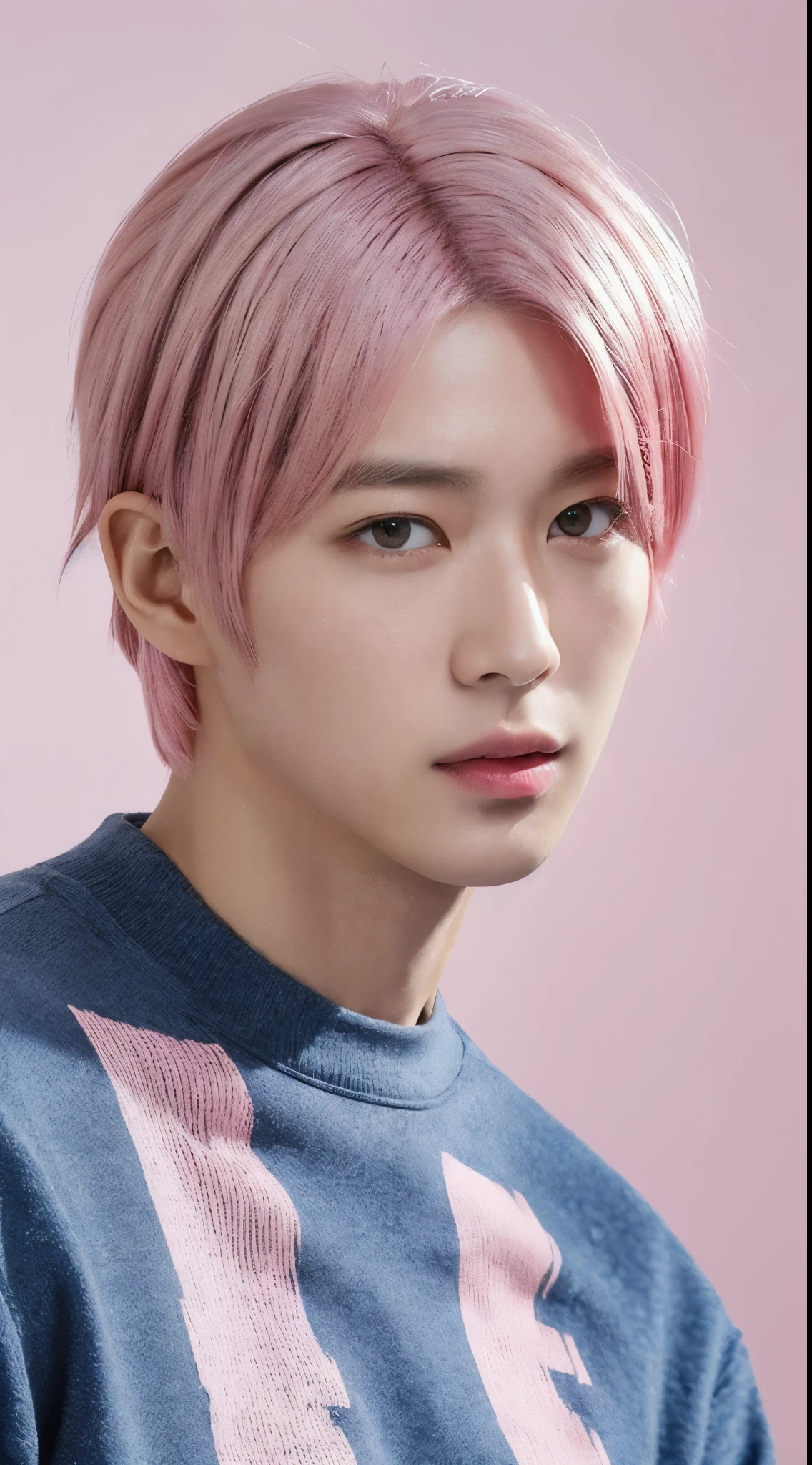 frontal face, (Super cool S-class guy)、 Korean boys at 20 years old、SYoung handsome man、 Full body photo、 (Highly detailed photos of CG Unity 8K)、 (A highly detailedSHandsome man)、 (Photo Real)、 ((top-quality))、 ultra-detailler、 (masterpiece)、 An ultra-high picture quality、 Short hair、 Bright photo、 Handsome like a model、 Handsome like an idol、 ,((forward-facing:1.5)), (Pink-hair:1.5), K-pop, white background, ((super photo realistic:1.5)), muscularity, masculine, upper body,