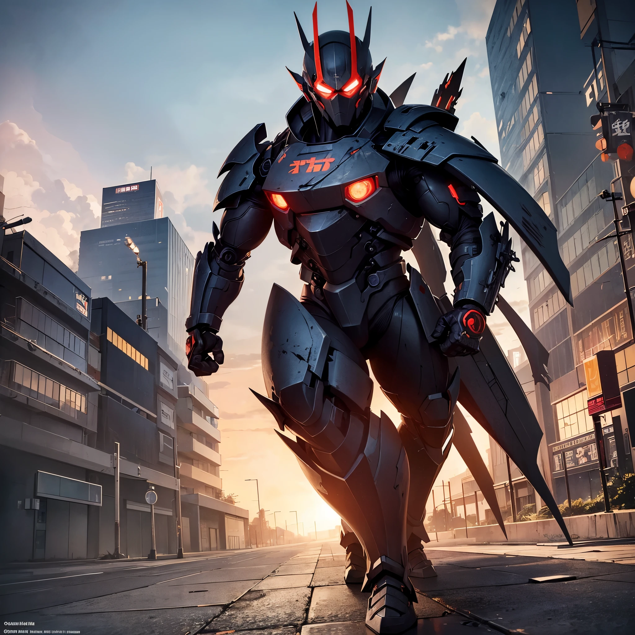 A battered cyborg samurai, with obvious damage, is facing off against the evil boss Mecha ninja in an urban decay setting. The scene unfolds with intense energy as the cyborg samurai prepares to engage in an epic battle. The cyborg samurai stands tall, emanating a sense of perseverance and determination. The surface of its body reveals the wear and tear of countless battles, with battle scars and damaged armor adding to its fierce appearance. The cyborg samurai possesses a blend of futuristic technology and ancient samurai aesthetics, embodying the spirit of traditional Japanese warriors in a cybernetic form.
The color scheme of the cyborg samurai showcases elements of the traditional Japanese culture, with a focus on vibrant and contrasting hues. The color palette includes rich reds, deep blues, and vibrant gold, representing the iconic Japanese color scheme. These colors add an exquisite touch to the visuals, creating a sense of authenticity and cultural significance.
On the other side, the evil boss Mecha ninja stands in a purple chrome color scheme, exuding an aura of mystery and power. The purple chrome finish highlights the ninja's advanced technological enhancements, giving it an otherworldly appearance. The Mecha ninja's design is sleek and agile, with sharp edges and an intimidating presence.
The urban decay setting adds a gritty and dystopian atmosphere to the scene. The backdrop is filled with dilapidated buildings, overgrown vegetation, and decaying infrastructure, signifying the aftermath of a once-bustling city. The crumbling structures and faded graffiti emphasize the sense of abandonment and desolation.
In terms of image quality, the prompt demands the highest standards. The generated image should possess the best quality, with a resolution of 4k or 8k. The level of detail should be ultra-detailed, approaching photorealism. The lighting should be carefully designed, with studio lighting techniques enhancing the overall impact of the image. The co