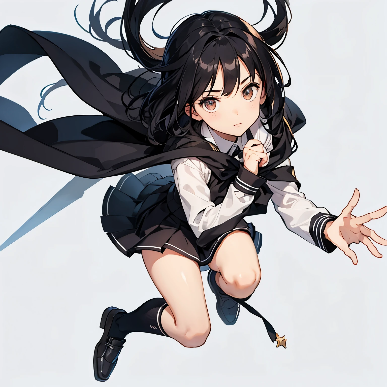 Many perspectives,1 man,school uniform,simple background,white background,full body,White eyes,black hair