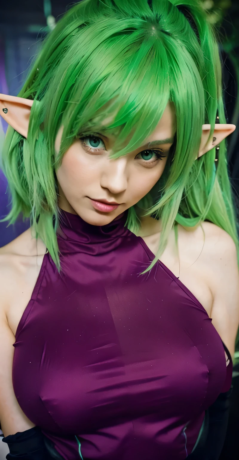 sexy cute green haired elf