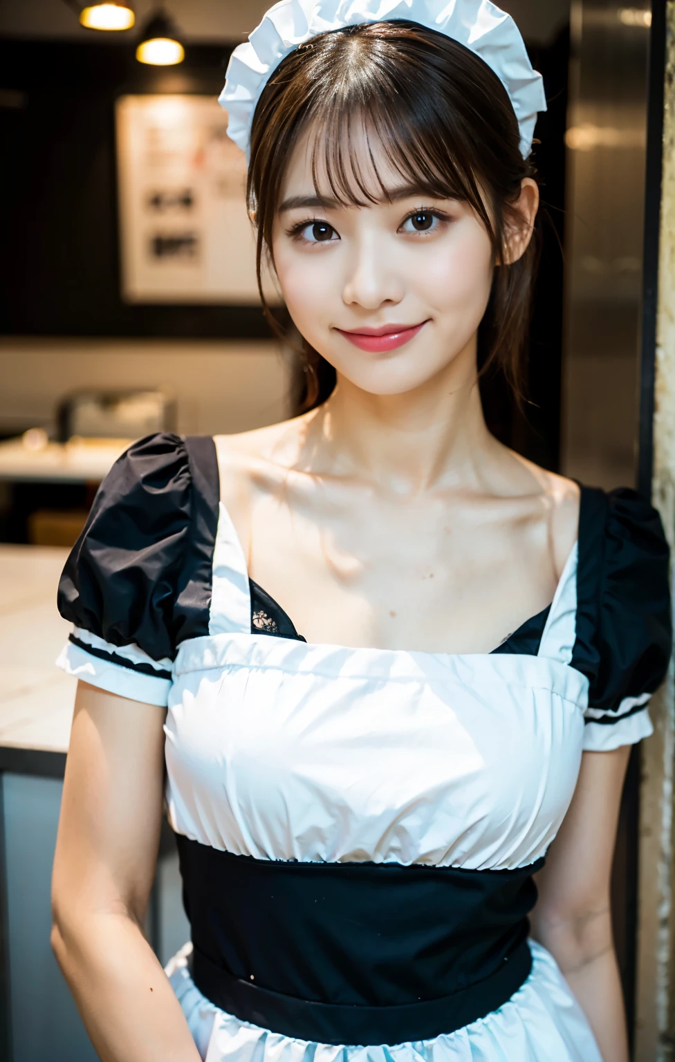 One girl, masterpiece, top quality, realistic, seductive light smile, short shoulder-length hair, 15 years old, uniform, attractive eyes, in a modern office, sitting in a chair, mouth wide open, eyes closed, (floor-to-ceiling window with ocean view), very detailed