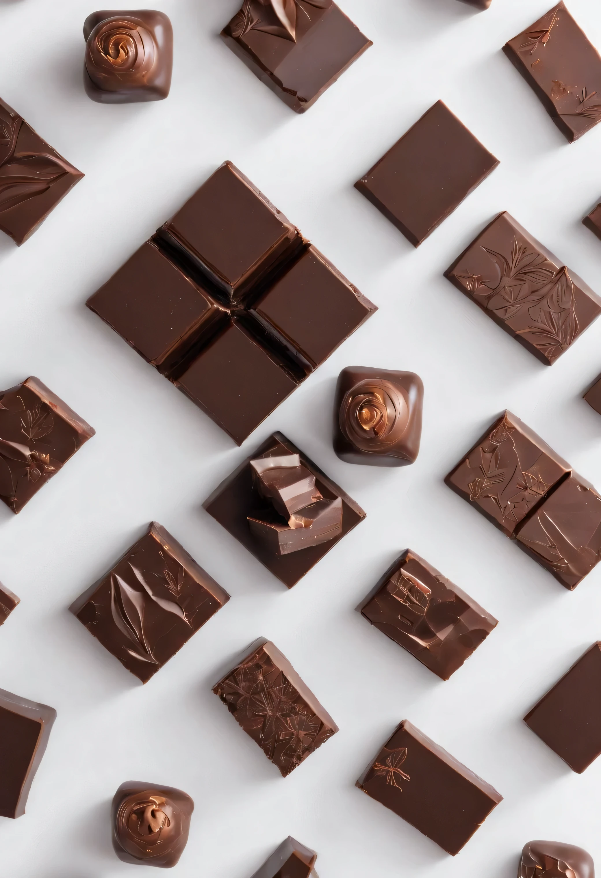 a piece of chocolate, white background
