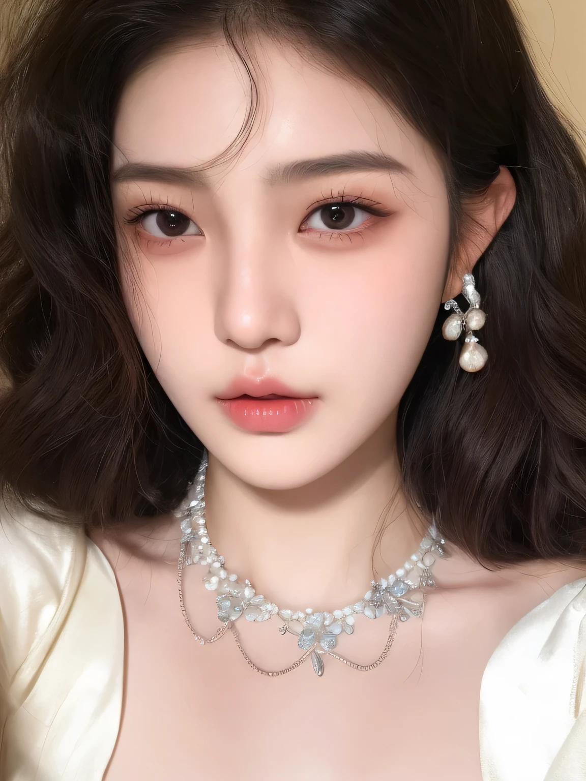 真实的South Korea美女,facial close-up,Exquisite makeup, Realistic and realistic facial expressions,South Korea,20 year old woman with short hair,delicate face,South Korea美女,delicate face,