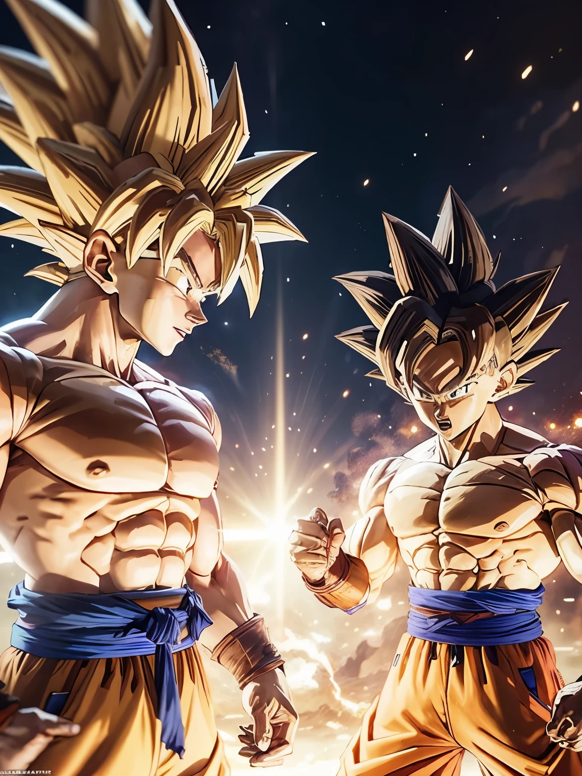 (masterpiece, best quality:1.2),dragon ball z Wukong and gohan fighting in a scene, dragon ball z, DBZ, dragon ball z, dragon ball, dragon ball, dragon ball z style, dragon ball artstyle, The final battle, artistic, official artwork, dragon ball style, character dragon ball, dragon ball super, Headquarters artwork, anime masterpiece, Wukong, 000 battle