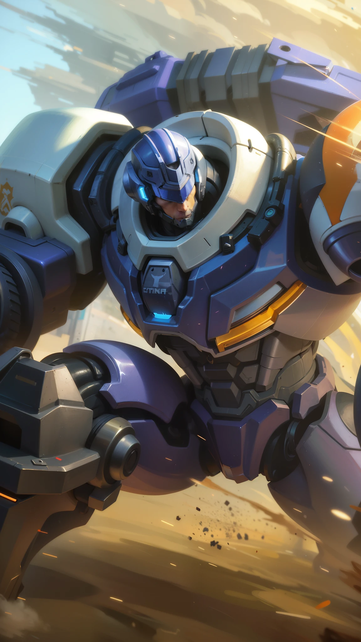 a close up of a robot with a large body and a helmet, official splash art, reinhardt from overwatch, pharah, vanillaware artwork, league of legends character art, riot games concept art, arcane jayce, iconic character splash art, orianna, league of legends concept art, league of legends splash art, nasus, sigma from overwatch