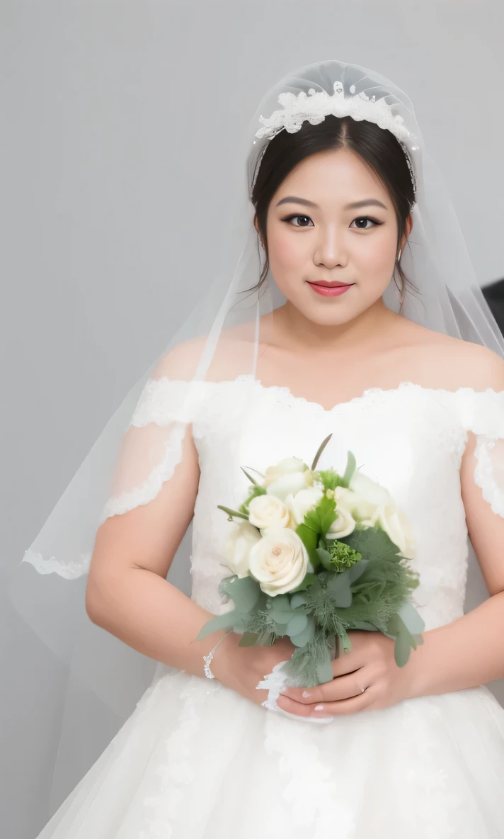bride in a white wedding dress holding a bouquet of flowers, wedding photo, wedding photography, wearing a wedding dress, bride, wedding, cindy avelino, in front of white back drop, wearing organza gown, photo taken with nikon d750, photo taken with nikon d 7 5 0, bouquet, professional wedding photography, studio photography, close - up studio photo