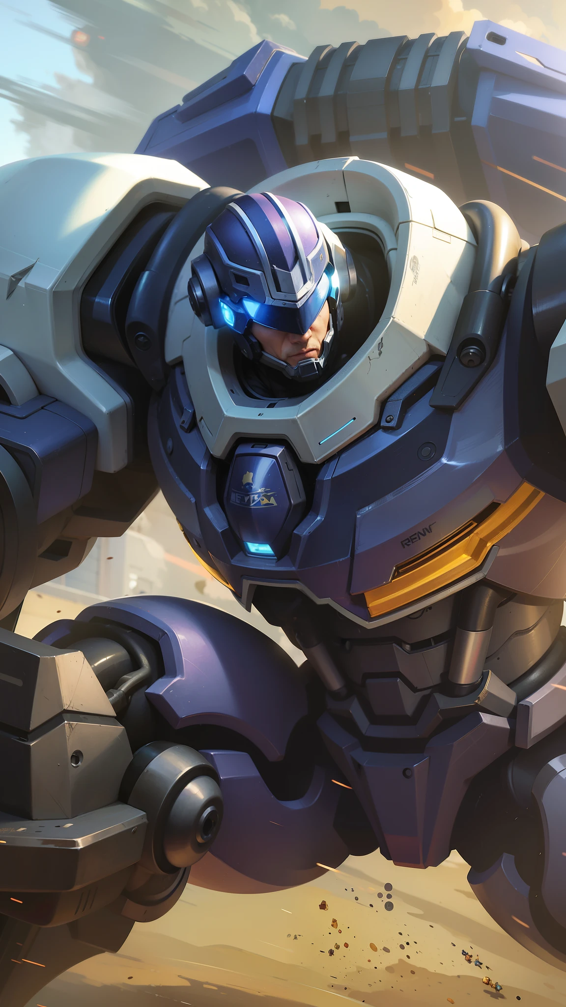 a close up boy of a robot with a large body and a helmet, official splash art, reinhardt from overwatch, pharah, vanillaware artwork, league of legends character art, riot games concept art, arcane jayce, iconic character splash art, orianna, league of legends concept art, league of legends splash art, nasus, sigma from overwatch