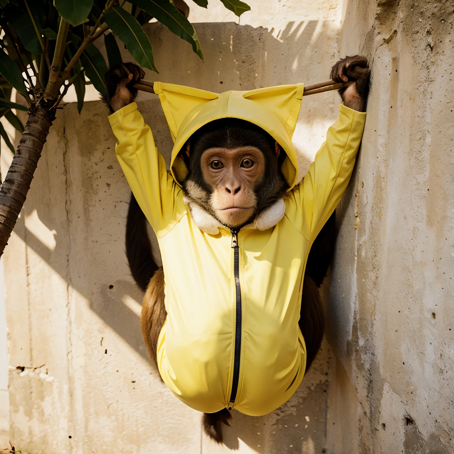 make a graphic design, a monkey in a banana costume 