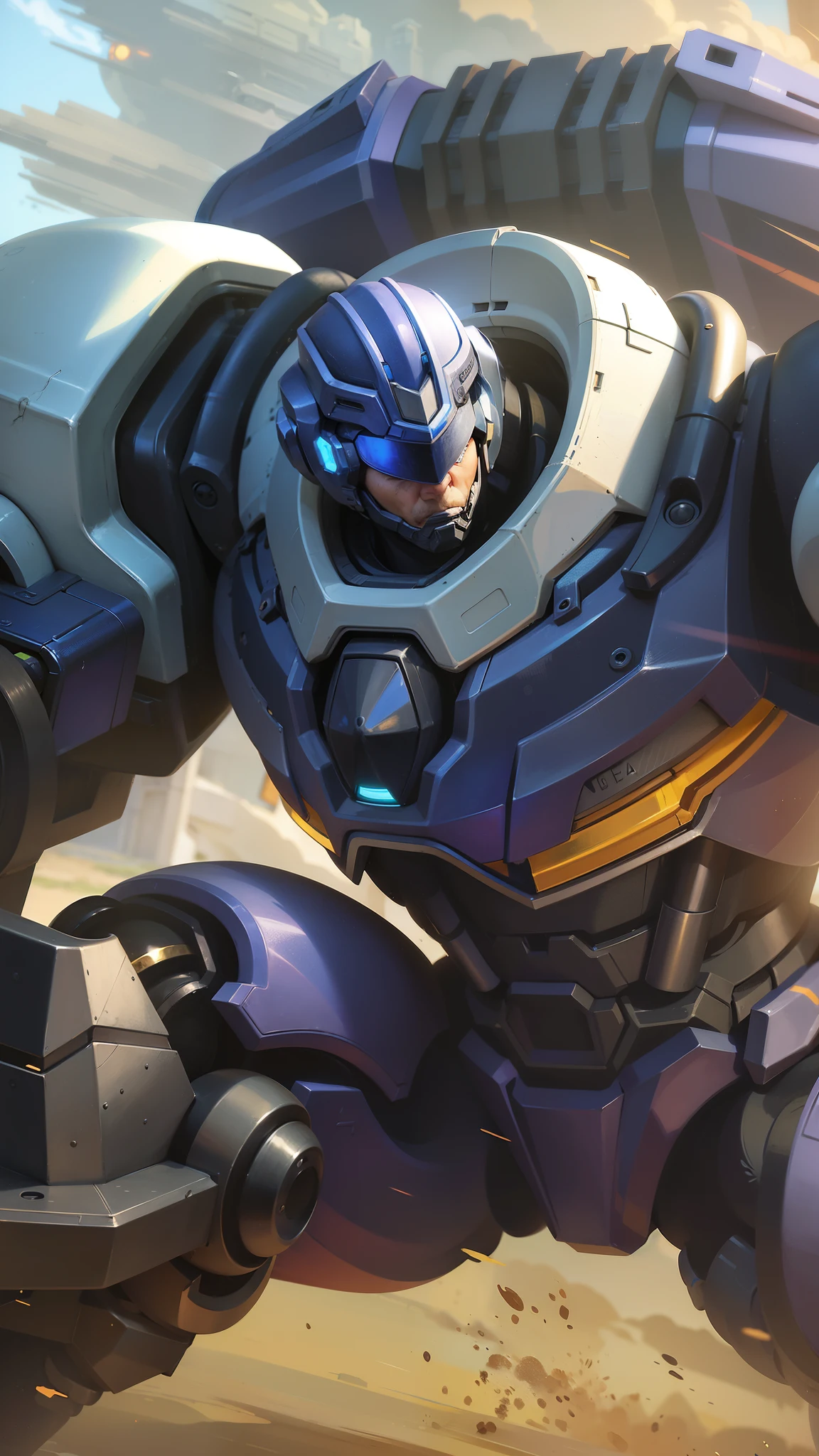 a close up boy of a robot with a large body and a helmet, official splash art, reinhardt from overwatch, pharah, vanillaware artwork, league of legends character art, riot games concept art, arcane jayce, iconic character splash art, orianna, league of legends concept art, league of legends splash art, nasus, sigma from overwatch