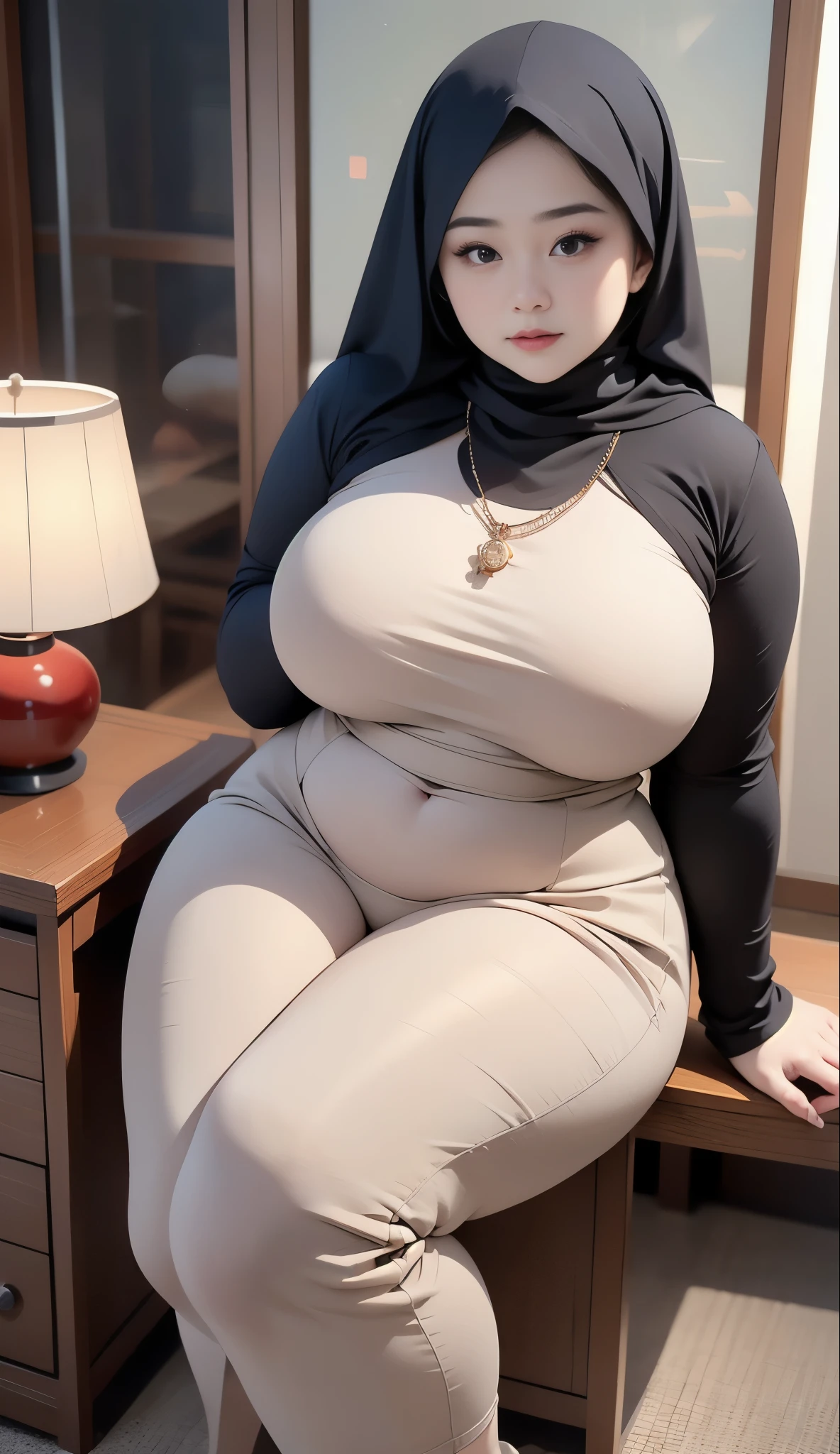 ((best quality)), ((masterpiece)), (detailed), perfect face, araffe woman thick and thight long pants posing for a picture, curvy model,, curvy hourglass figure, sexy longest hand t-shirt, thicc, beautiful full body shot, soft curvy shape, in a longest hand t-shirt, a beautiful woman open legs , bbwchan, , armpits, there is a old woman posing in a dark room with a maroon burka clothes , 43 years old, thick body, beautiful thick female, wide hips, thick legs, she has a jiggly fat round belly, thick thighs, curvy hourglass figure, thicc, curvy model, widest hips, hyperrealistic full figure, bbwchan, voluptuous body, thick, tattooed body, tattooed hands, hena on arm, hena in belly, Burka girl, muslim clothes, 43 years old woman. Burka chubby woman, chubby cheeks, wearing a sneakers, bob hairstyle, thick neck, short neck, there is a woman random pose red-brown hijab, bbwchan, thicc, brown hijab outfit, brown hijab fashion model, korean girl, korean woman, wearing brown robe, full length shot, alluring plus sized model, japanese goddess, clothed in hooded, voluptuous and arousing, portrait shot, curvy model, voluptuous body, wonderful, nene tanaka body , bbwchan, The overall atmosphere is smooth , haunting illustrations, extremely high-resolution details, photographic, realism pushed to extreme, fine texture, 4k, ultra-detailed, high quality, high contrast, red sneakers , cold atmosphere ,, 8k resolution , ultra-detailed resolution , wearing long thight pants, random pose with full body , full body, diamond necklace , wearing a watch , thick arm, thick cheeks , wearing a gold Bracelet
