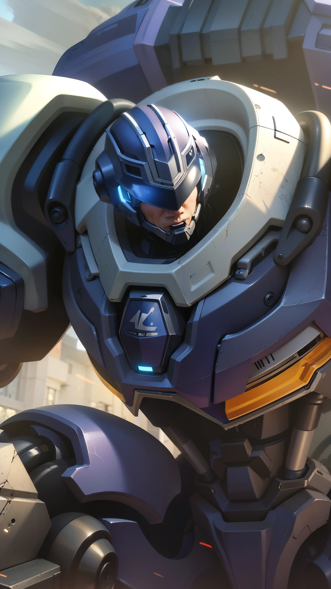 masculine male, masterpiece, best quality, (semirealism:1.9), beautiful lighting, (extremely detailed CG unity 4k fhd wallpaper), High Detail, Sharp focus, dramatic outdoors, a close up of a robot with a helmet on and a sword, angry.