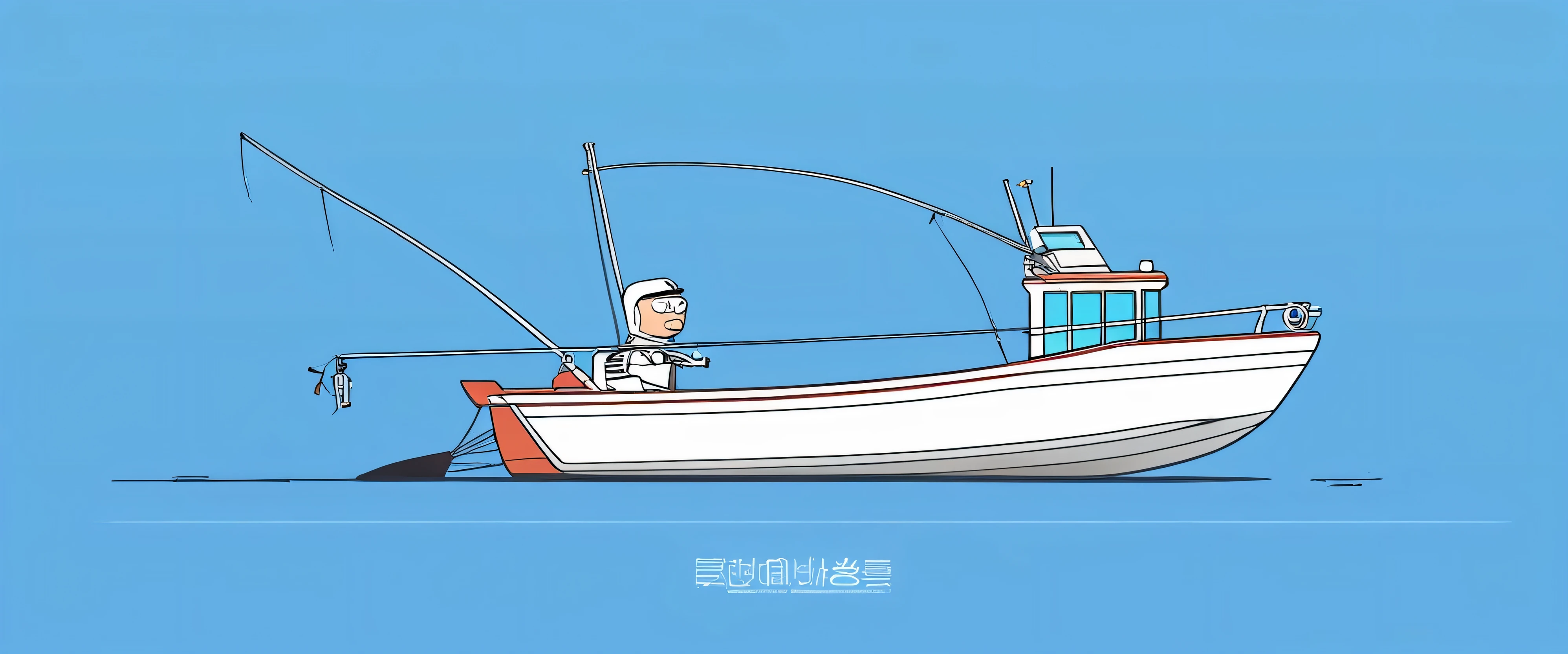 A cartoon Sci fi Small FISHING BOAT , THE FAMILY GUY style, minimalist, best quality, SIDE view, elevation design