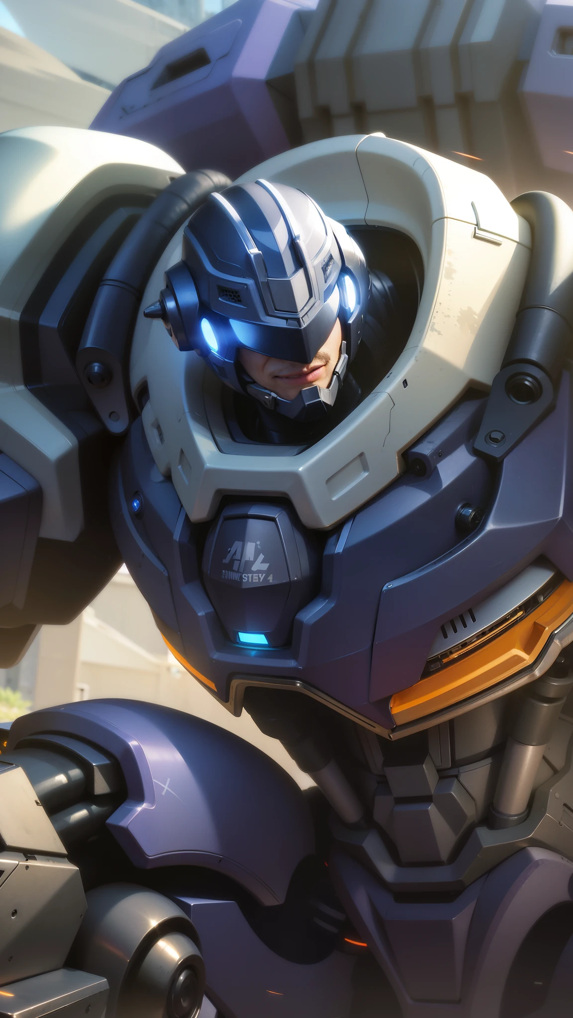 masculine male, masterpiece, best quality, (semirealism:1.9), beautiful lighting, (extremely detailed CG unity 4k fhd wallpaper), High Detail, Sharp focus, dramatic outdoors, a close up of a robot with a helmet on and a sword, futuristic outfit riding a motorcycle.