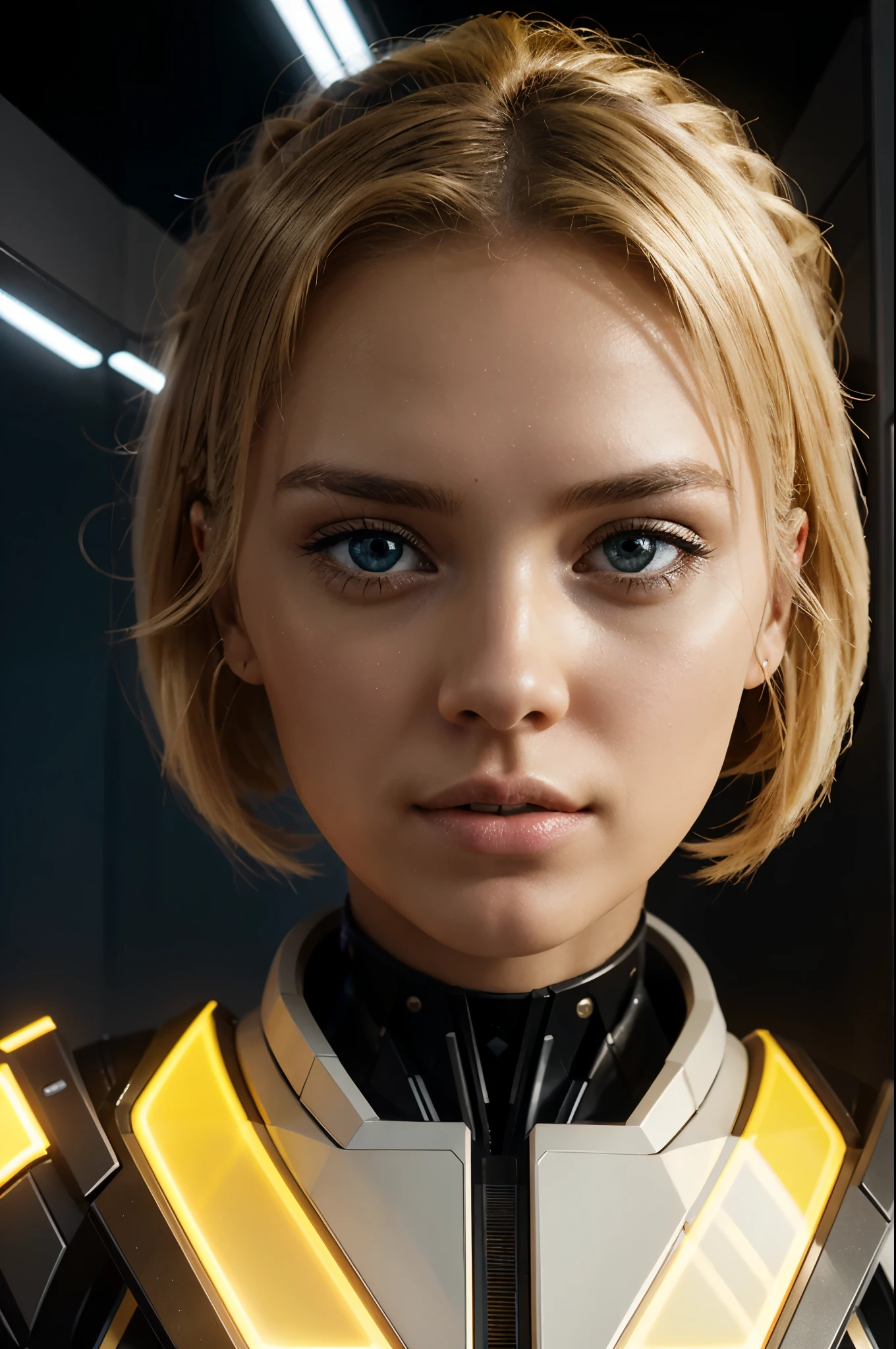 Envision the future with cutting-edge technology. Create images that show futuristic devices., inteligencia artificial, y conceptos innovadores. Blonde, Yellow-Pink