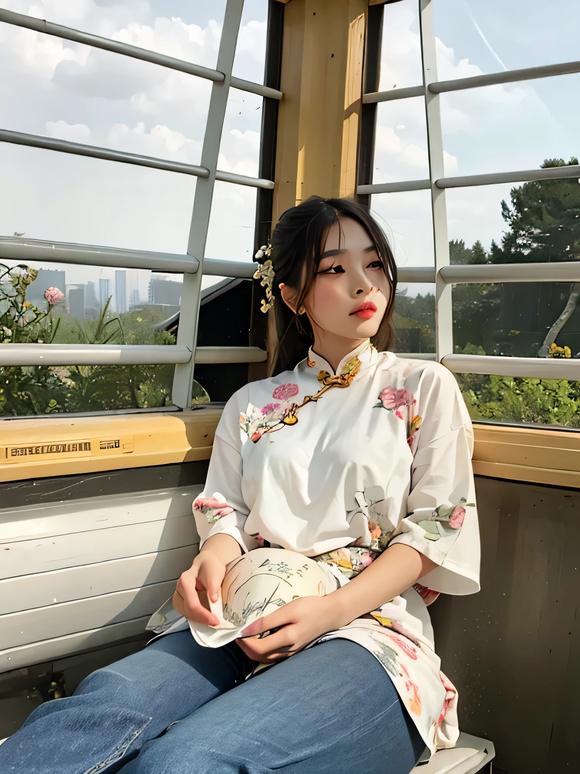 (best quality,4k,8k,high resolution,masterpiece:1.2), Super detailed, (actual,photoactual,photo-actual:1.37), a young asian girl, delicate eyes, Detailed lips, long eyelashes, Smooth skin, shiny black hair, slender figure, Wearing traditional cheongsam, Standing in a beautiful Chinese garden, Surrounded by blooming cherry blossoms and colorful peonies, Holding a beautifully designed fan in hand, Looks elegant and generous, Capture moments of tranquility and peace, The soft sunlight casts a warm glow on her face,Create a charming light and shadow effect. The work is created using traditional Chinese ink painting techniques, Delicate brushwork,Rich texture, Describe the ethereal beauty of a girl,Capturing the essence of traditional Chinese culture and aesthetics. Color palette is vibrant and harmonious, A mix of soft tones and bold, Vibrant shades, Create a visually stunning and captivating image. The artwork showcases a fusion of traditional and modern elements, Blending the timeless elegance of Chinese art with modern style, Show a girl’s unique personality and spirit.