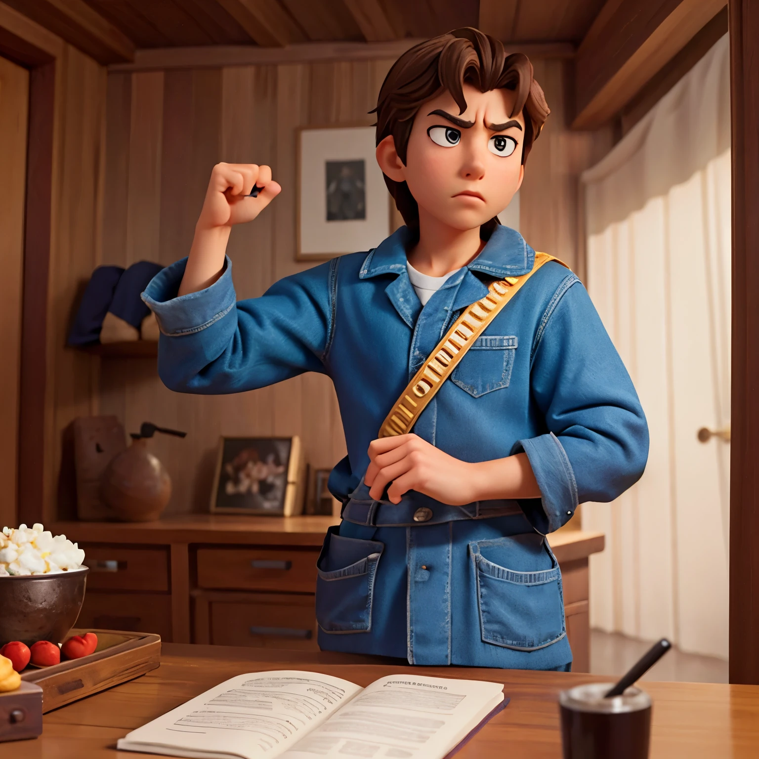 Movie style character intensely representing the emotion of calm