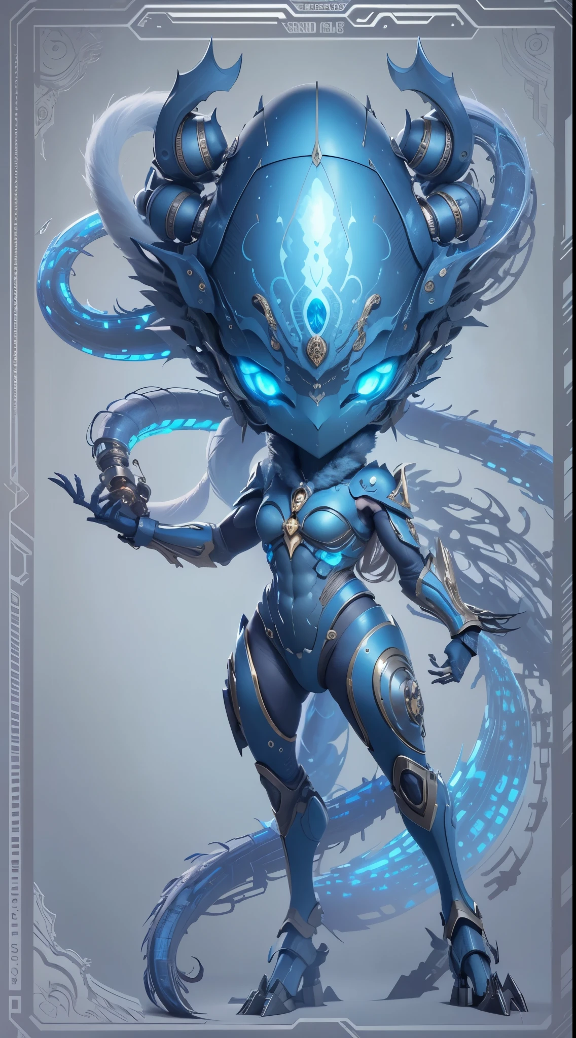 Create hyper-verbose, Best quality, A high-resolution masterpiece，Depict umbra elements，Non-humanoid alien creatures，Exudes perfect blue energy, Highqualityshadow, Photorealistic,