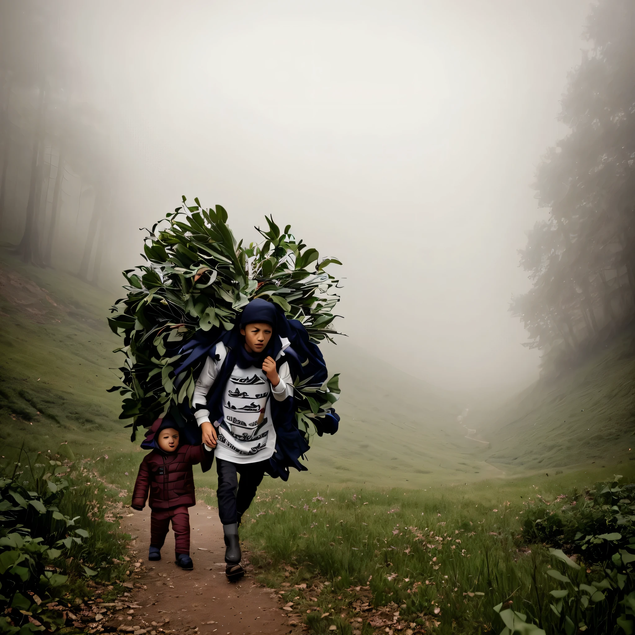 (The background is a distant mountain and a forest:1.5),mist,strong light and shadow,forest path,canon camera,photography,raw,8k,Award-winning works,masterpiece,Super details,strong light and shadow