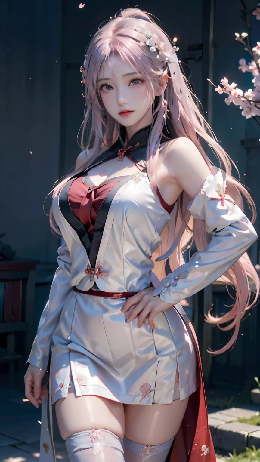 ((logo, masterpiece, 8k, table top, RAW photo, wonderful, 最high quality, Photorealistic and hvery detailed CG integrated 8k wallpaper, high quality, very detailed, Narrative poem, particle effects, dynamic effects, Depth of written boundary, cinematic light, Lens flare, ray tracing, anatomically accurate)), fantasy, 1 beautiful woman, ((pink hair)), clear eyes, long hair, beautiful face, real face, 緻密でbeautiful eyes, beautiful skin, ((dancing woman, 優雅にdancing woman, 雪景色の中でdancing woman, 激しくdancing woman)), ((long hairがWindでなびく, long hairが跳ねる, long hairがWindで踊る)), hair jump, jewelry, beautiful eyes, white kimono, white obi, 白いcherry blossomsの刺繍模様, silver earrings, Light is shining, ((cherry blossoms, cherry blossomsの木, cherry blossomsの花びらが舞う, cherry blossoms吹雪, falling petals)), blue sky and white clouds background, 広大なWind景, Wind, grassland, Vast land in mythology, Spectacular view, 美しい自然のWindのWind景, hair color is pink, cherry blossomsの花びらが舞う, cherry blossomsの木