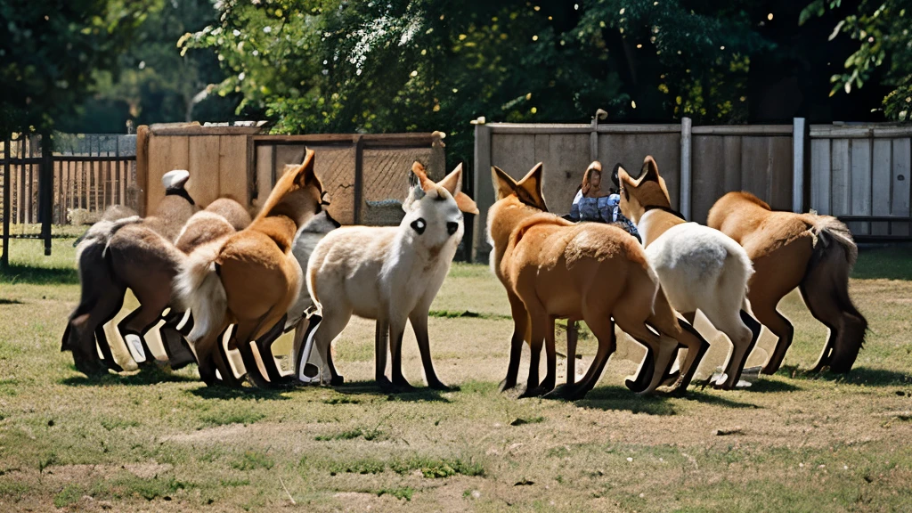 the animals especially the foxes make a team and they gather around