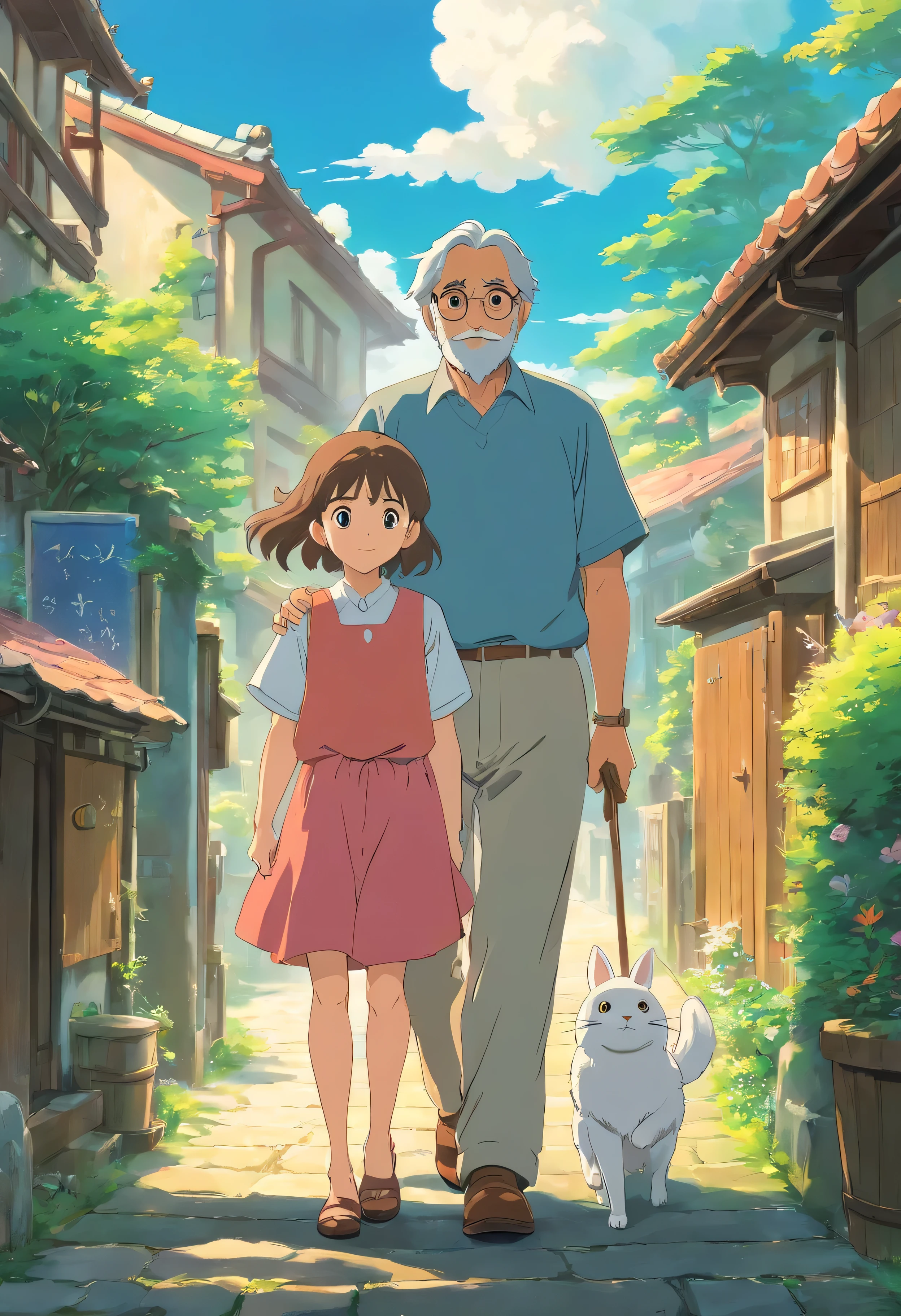 The uncle returned to his hometown with his daughter