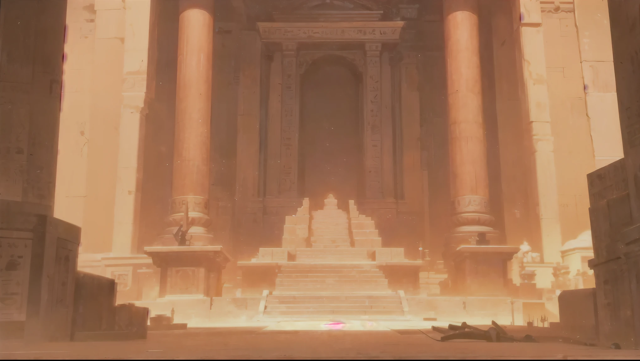 Inside the ancient governor's mansion,Egypt,no one in the screen,Ash,Looking up at the tall Governor's chair,The pillar is black,No one can,The room is not big