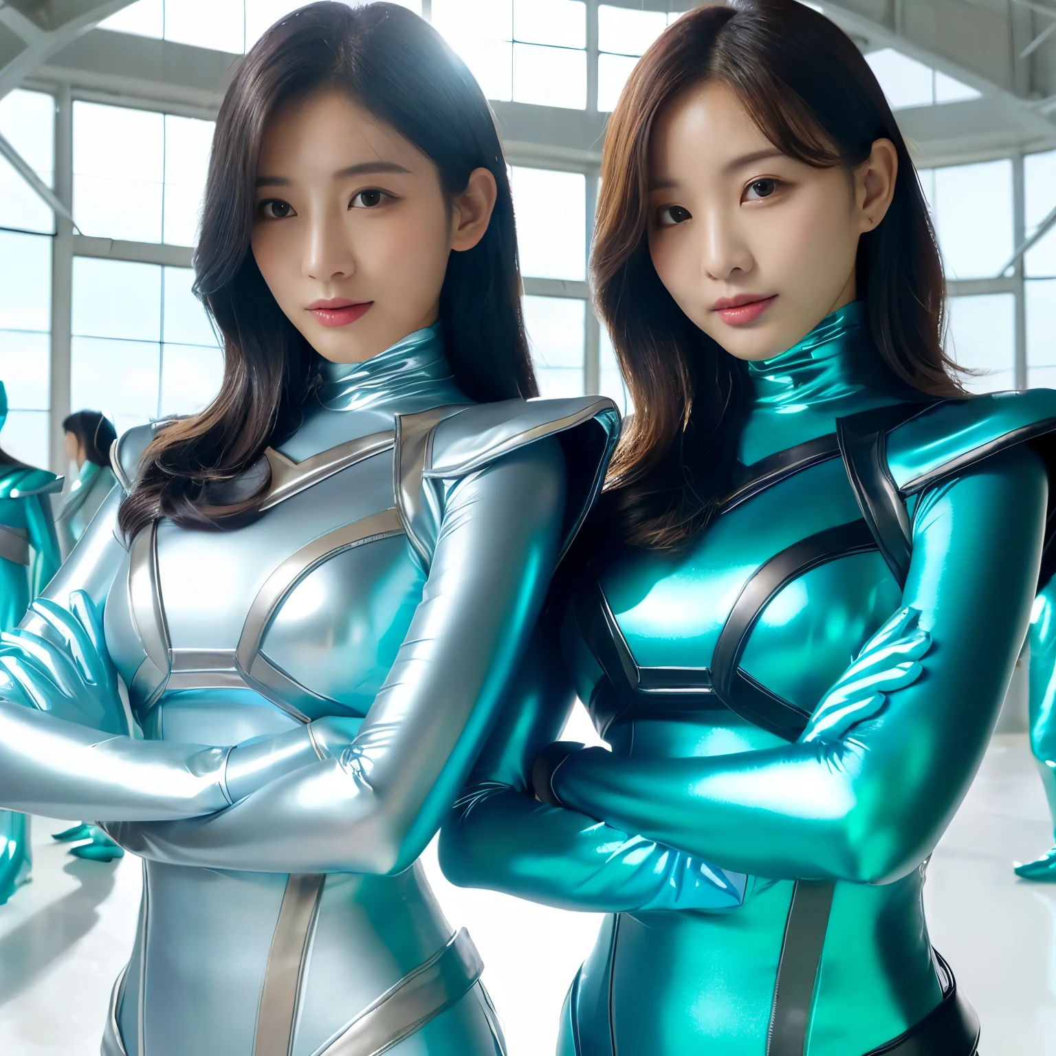 best image quality、Super high resolution、(realism:1.4)、Korean beauty star、The most beautiful KPOP star、horny face、Horny Korean makeup、erotic expression、A body that makes you want to touch it、erotic photos、((Realistic shiny satin fabric texture、High-gloss stretch satin fabric that is smooth and smooth to the touch.、The drape of the curved part of the shiny satin fabric、strong shiny costume、The smooth and beautiful quality and luster of the costumes、A shiny costume made of high-quality satin fabric with high density.、Smooth to the touch oil light liang ice 縝绸 ultra-class battleship skin coat COS、Super Sentai Women&#39;s Heroine Suit、Texture of costumes that satin fetishists respond to、Thin, glossy stretch satin fabric)),8K photo quality