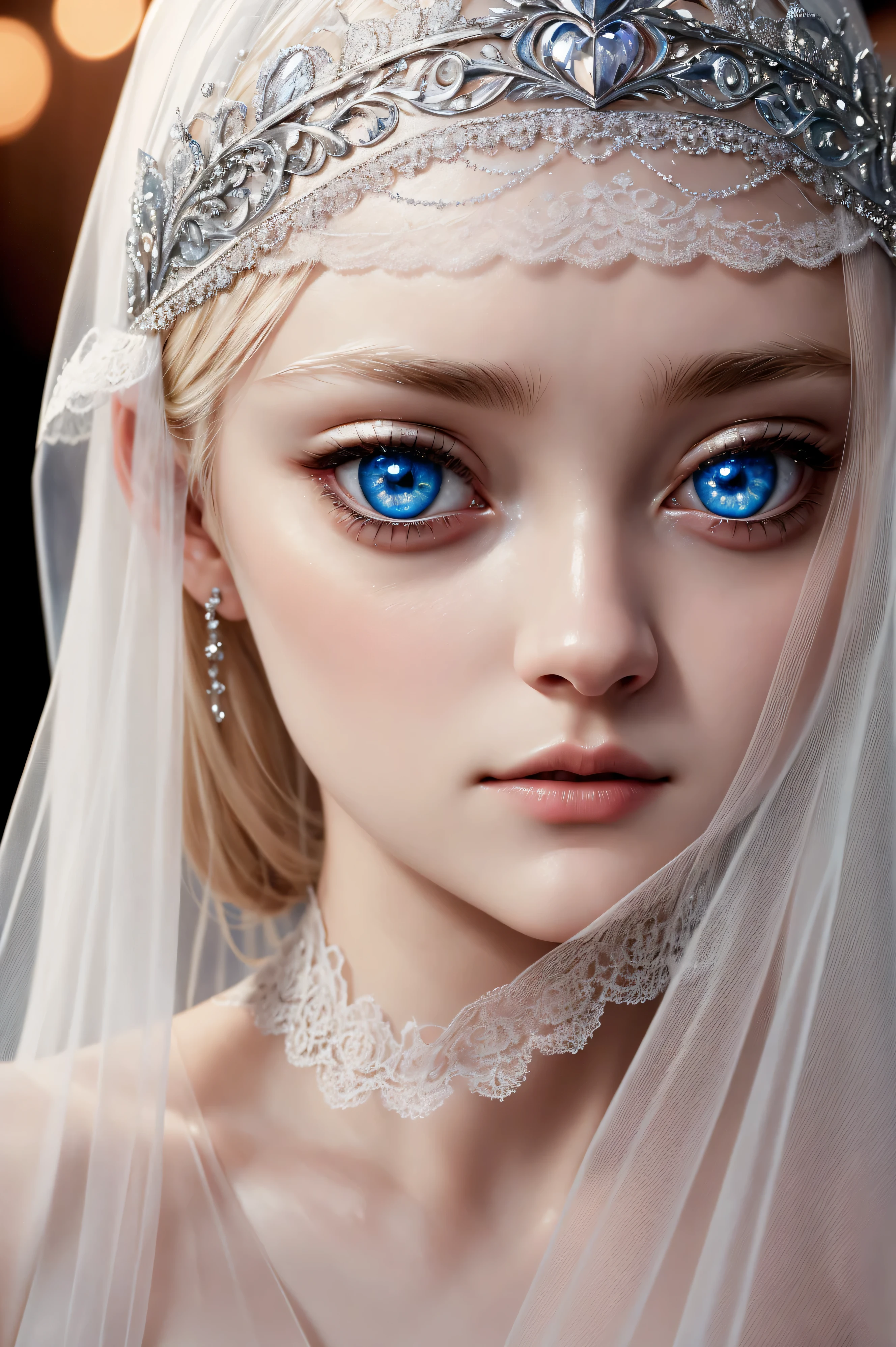 Dakota Fanning, wearing veil tiara bride latex costume. professionally retouched, soft lighting, realistic, smooth face, perfect eyes, sharp focus on eyes, 8 k, high definition, insanely detailed, intricate, elegant. in a natural background.